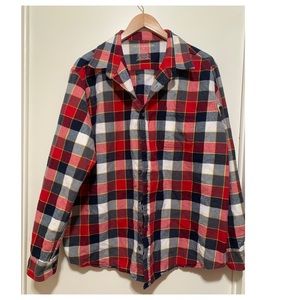 Logan & Martin Men's Red White Blue Plaid Flannel Shirt Size XL.